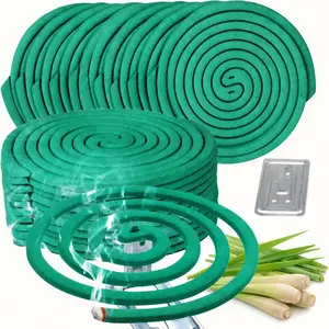 10/20PCS Large Citronella Lemongrass Coils, Herbal Spiral Incense with Holder, Long Burning Outdoor Scent for Patio Poolside Camping Porch Deck Fragrance Aroma