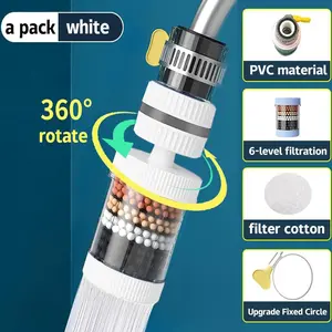 Removable and Washable 6-Layer Faucet Filter Universal Splash-Proof Water-Saving Device Kitchen Tap Water Filter Nozzle,New Type,White,1 PC