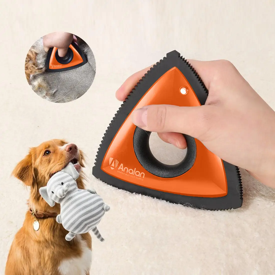 Analan Mini Pet Hair Remover for Car Detailing Supplies, Carpet Dog Hair Remover for Car Interior, Pet Hair Remover, Pet Brush, Triangle Dog Hair Remo