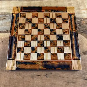 Black Onyx Copper Maple Wood Chess Board (INCLUDES PIECES)