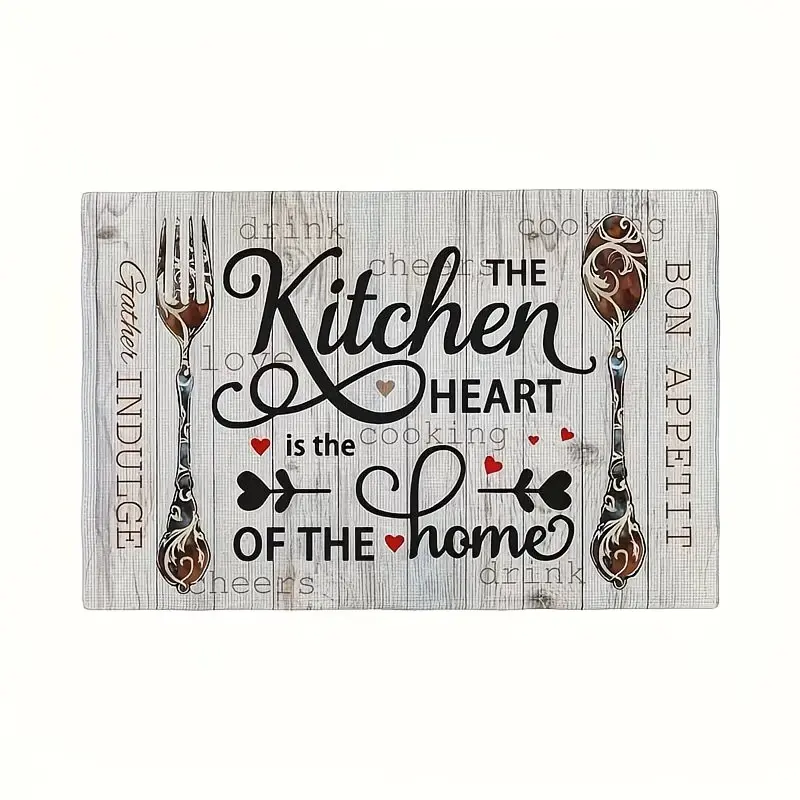 2D flat printing, set of 2 pieces/4 pieces/6 pieces/8 pieces, "Kitchen is My Home Heart" love themed placemats and table mats, suitable for Mother's Day, parties, weddings, and kitchen decoration