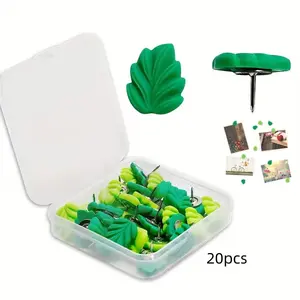 20pcs Decorative Push Pins, Leaf Flat Push Pins, Ideal for Bulletin Boards, Photo Walls, Maps, Office and School Supplies