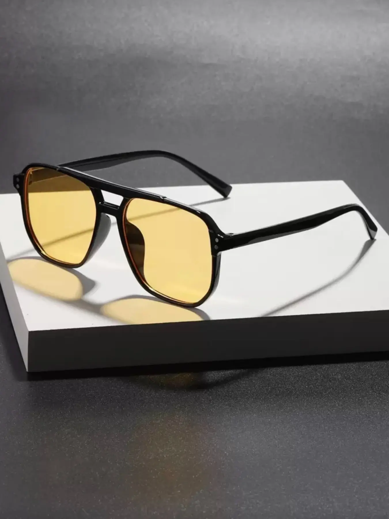 Women's Acrylic Casual Pilot Square Frame Fashion Glasses, Tinted Lens Glasses, Perfect for Vacation Travel, Stylish Clothing Pairing Accessories