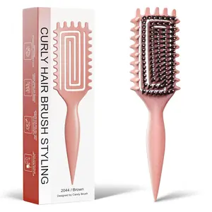 Vented Curl Defining Brush for Curly, Wavy & Coily Hair – Airflow Comb for Fast Drying, Curl Enhancing & Edge Lift, Lightweight Detangling Brush for Wet & Dry Hair, Ideal for Travel, Home, Salon – Hair Styling Combs – Cepillo para rizos definidos