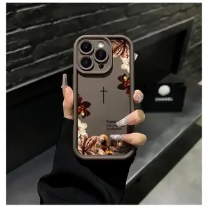 Vintage Floral Aesthetics Lanyard Phone Shell Christian Psalms 46:5 Cross for iPhone Samsung 17Pro Max Air 16 15Plus 14 13 12 11 XR XS Galaxy S25 S24 S23 S22 A71 A56 A55 A54 A53 A52 Matte Finish Anti Drop Bumper Religious Birthday Gift For Her.