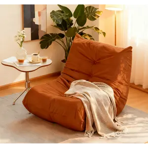 Toauuo Luxury Bean Bag Sofa Chair, Button-Tufted Armless Caterpillar Lounge Sofa, High Resilience Memory Foam Floor Chair, Anti-Slip Lightweight Leisure Chair No Assembly Required