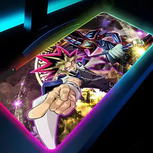YuGiOh Duel Monsters Mouse Pad Rgb Xxl Laptop Mat Gaming Mousepad Backlit Keyboard Gamer Girl Table Pads Desk Made For Gaming