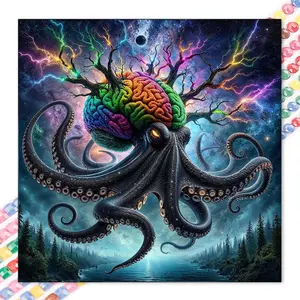 5D DIY Diamond Painting - Diamond Painting Kit Octopus Mosaic Canvas DIY Wall Art, Home Wall Decoration, Diamond Painting Set, Handicraft