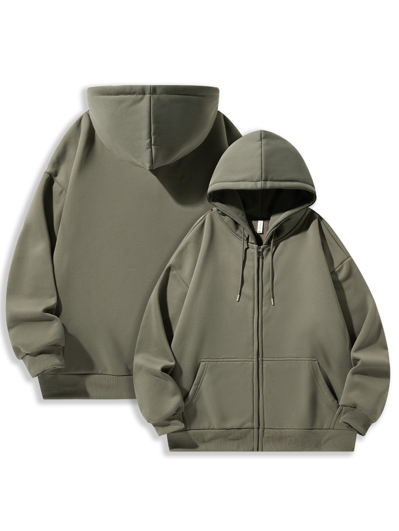 CCCMAI Men's Solid Zip-Up Hoodie Casual Loose Fit Long-Sleeve Hooded Sweatshirt for Everyday Wear All-Season Menswear Aesthetic Street Style