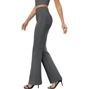 Womens Bootcut Dress Pants Business Casual Work Pants with Pockets High Waist Stretchy Trousers Pull On Office SlacksGift