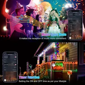 Smart RGB-IC Lights (32 ft/10 m, 50 ft/15 m, 65 ft/20 M) [APP Remote Control], LED Multi-color Dream String Lights, Music/Voice Sync Color Change, USB-5V Interface, DIY Marquee String Lights for Christmas