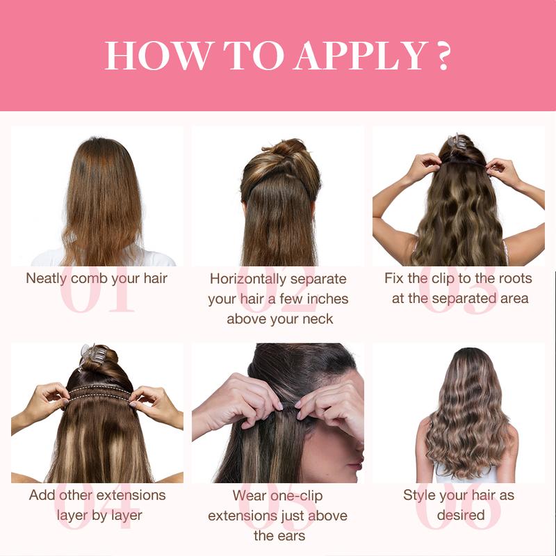 GOOGOO Hair Extensions Clip in Human Hair Natural Straight Easy To Style Soft