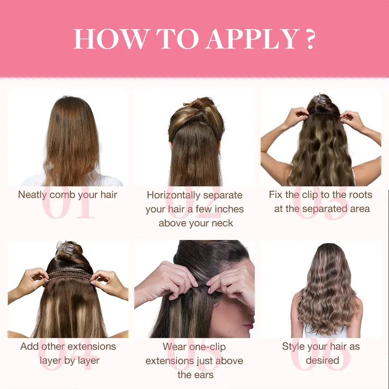 GOOGOO Hair Extensions Clip in Human Hair Natural Straight Easy To Style Soft 7