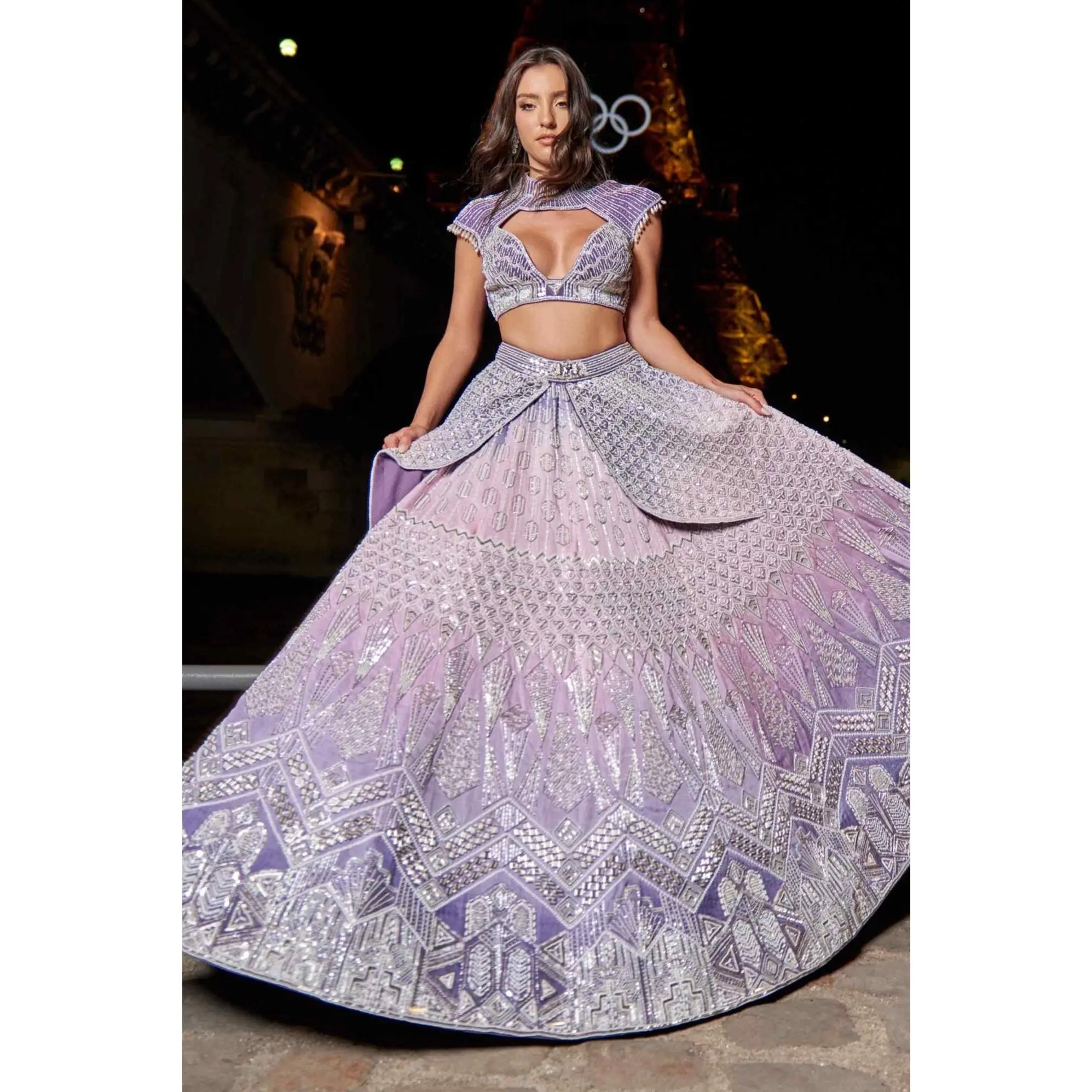 Purple ombre lehenga set