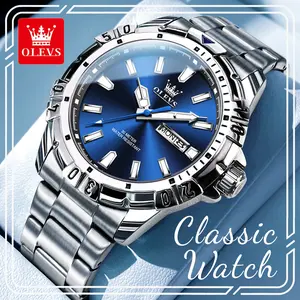 OLEVS 5560 Men's Casual Quartz Watch, Waterproof Stainless Steel Wristwatch with Day-Date Display, Perfect Gift for Men