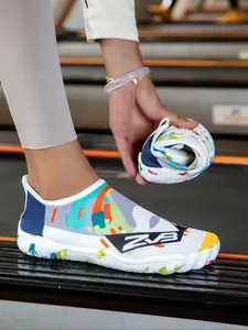 Women's Random Pattern Water Shoes, Breathable Fabric Upper Water Shoes, Soft Sole Swimming Shoes for Indoor Outdoor Wear