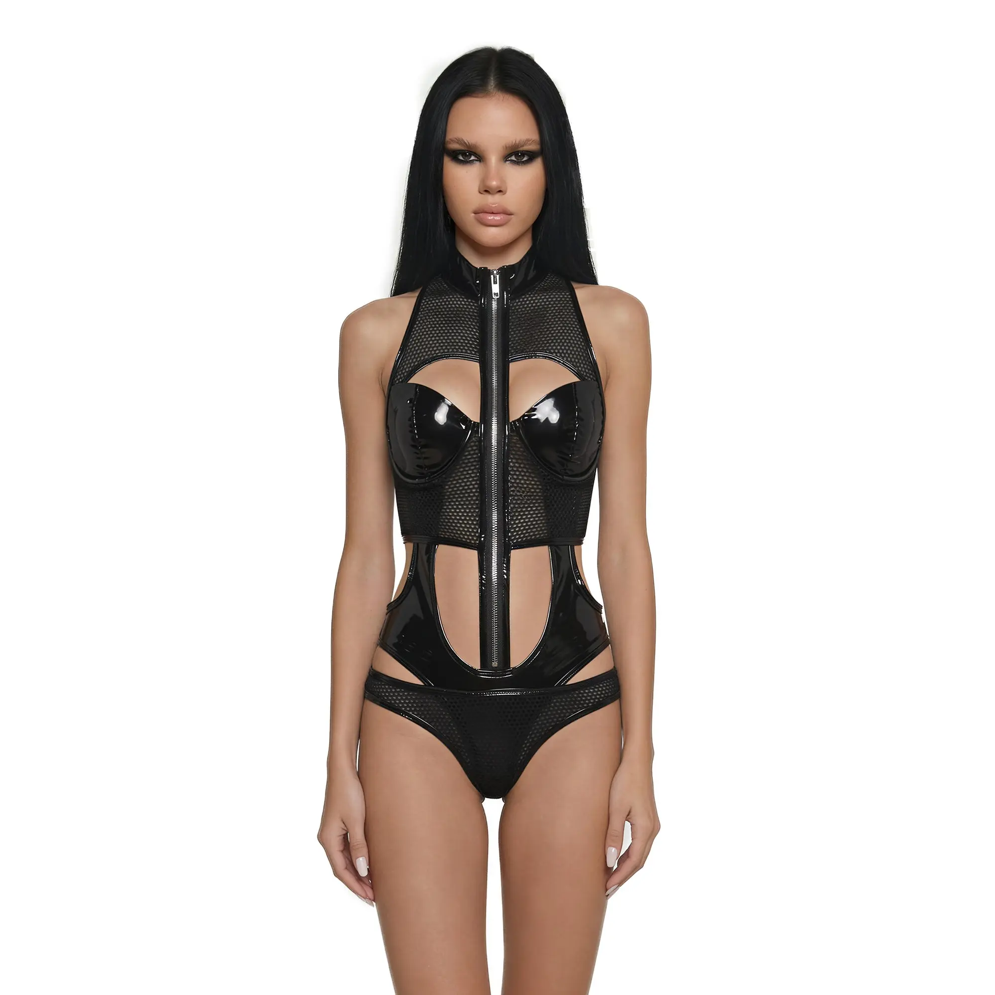 Trinity Patent Cut Out Bodysuit