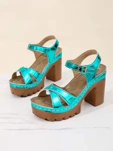 Women's High Heel Thick Sole Sandals, Strapless Open Toe, Fashionable Fairy Style, Perfect for Daily Wear, Shopping, Dates, Formal Events