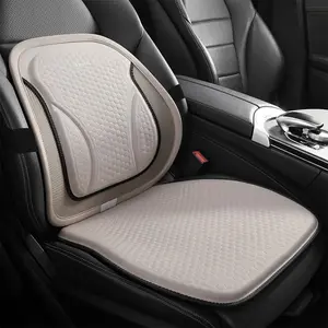 2026 New Ice-Cool Fabric Gel Car Seat Cushion Set, Breathable Universal Fit, Four Seasons Use, Waist Support, Two-Piece Set