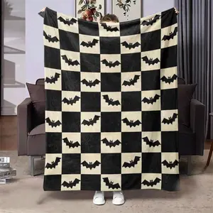 Bat Pattern Blanket, Soft Throw Blanket, Air-conditioned Room Blanket, Warm Nap Blanket For Home Office Travel Camping Halloween Christmas Gift Blanket