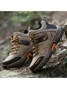 2026 popular men's autumn and winter Durable Outdoor Trekking hiking shoes, mid-top travel shoes, waterproof shoes, leather cotton shoes, outdoor hiking and climbing boots