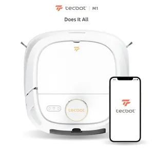 Tecbot M1W Self-Rinsing Laser Robot Vacuum Cleaner 4000PA Versatile Cleaning for Hardwood Floors Marble Linoleum 3 Hours Dual Water Tanks Wi-Fi App Control