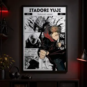 Jujutsu Kaisen Itadori Yuji Anime Poster, JJK Manga Wall Artwork Prints, Home Decor GiftCanvas Poster Wall Decor, Room Decorations, Funky Home Decor,anime wall art,bedroom canvas poster