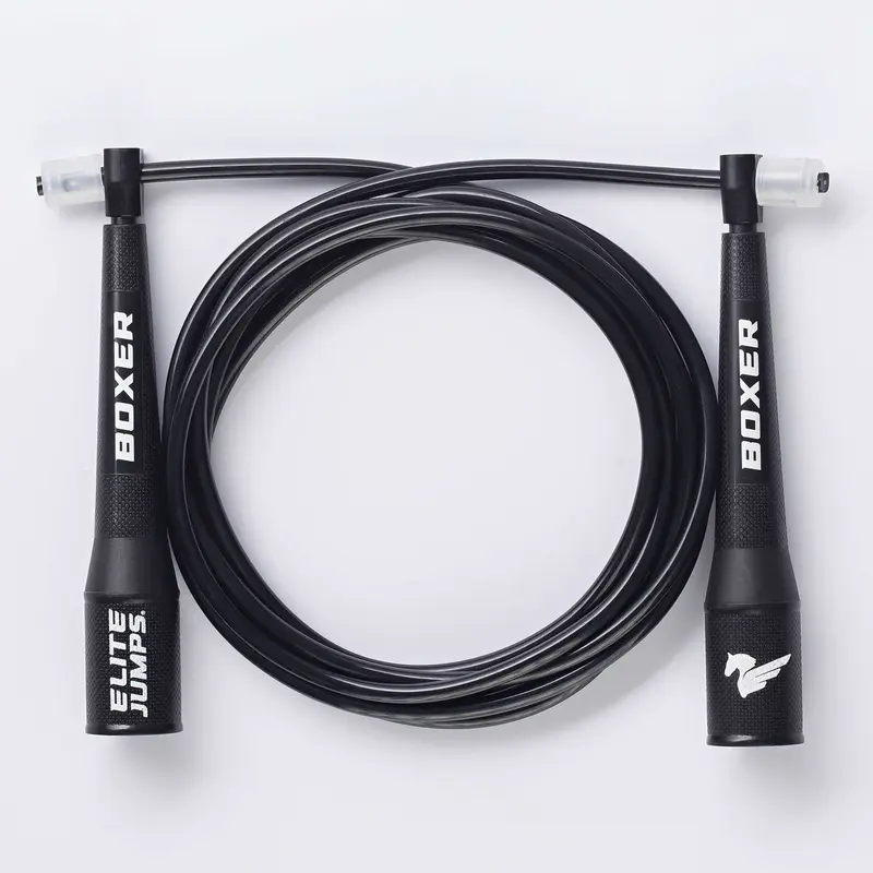 Elite Jumps Boxer 3.0 Jump Rope - Fitness, Workout, Exercise Equipment with Smooth-Action Polymer Handles, Ergonomic Sweat-Secure Grip, 5mm Adjustable Tangle-Free 10ft PVC Cord for Cardio Training, Easy Adjustments