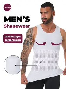 【YOWODA】Men's Compresssion Shapewear Vest, Double-Layer Abdomen Breathable Fabric,Crew Neck underwear for men Shaper Vest,Gym Workout & Exercise,Menswear beaters,valentines day outfit,tiktok shop ,Waist Trimmer Cincher ,Waist Training Belt