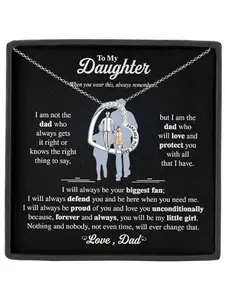 Forever Love Heart Pendant Necklace To My Daughter Necklace From Dad Birthday Graduation Christmas Gift Father Daughter Necklace