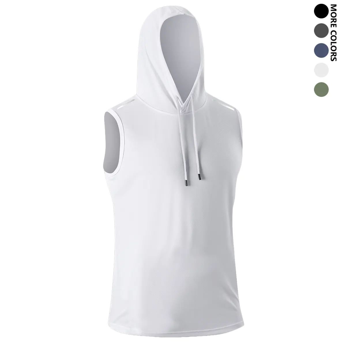 Men's Hooded Tank Top, Ice Silk Slim Fit Sleeveless Fitness Apparel - Quick-Dry, Breathable for Gym and Running, Athleisure, Gym Workout, Drawstring, Sporty Chic, Elastane, Plain, Breathable Workout Tops, Casual Fitness Wear, Fitness Sport Top