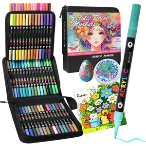 120 Color Watercolor Pen Set with Storage Bag, Portable Watercolor Pen Set, Art Supplies, Art Materials for Rock, Wood, Ceramic, Plastic & Paper