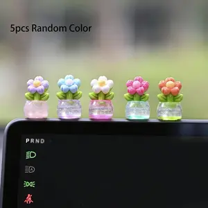 5pcs Mini Flower Pots Car Decorations, Car Ornament, Perfect Gift for Mom Wife Girlfriend, Office Desktop Accessories, Ideal for Christmas Halloween Easter