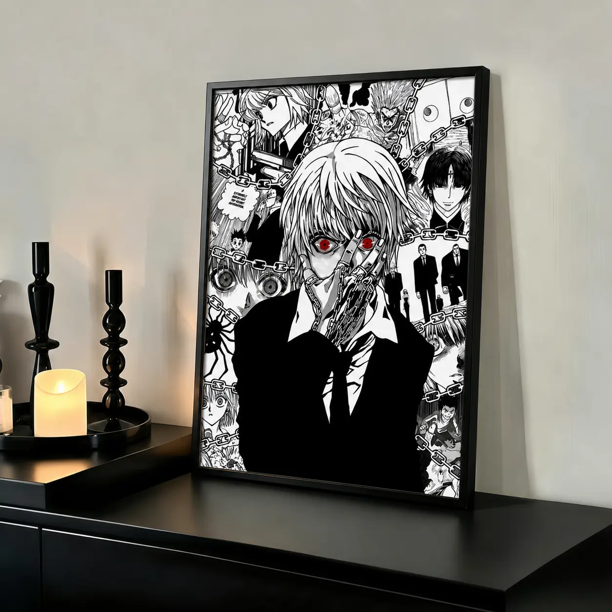 Hunter x Hunter Kurapika  Framed Canvas  Art, Japanese Manga Ready-to-Hang Canvas Print for Bedroom, Dorm Room, Game Room, Living Room, Office, or Apartment Decor, Modern   Decoration, Gift for  Fans and Manga Lovers