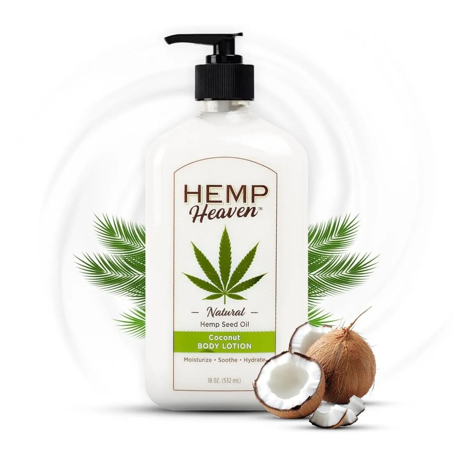 Coconut Hemp Body Moisturizer - Plant-Based, 18 oz, Made in USA, Natural Hemp Seed Oil, Paraben-Free, Gluten-Free, EWG Verified, Nourishing, Hydrating, Lightweight, Silky, Anti-Aging, Moisture-Boosting Body Care for Radiant Adults