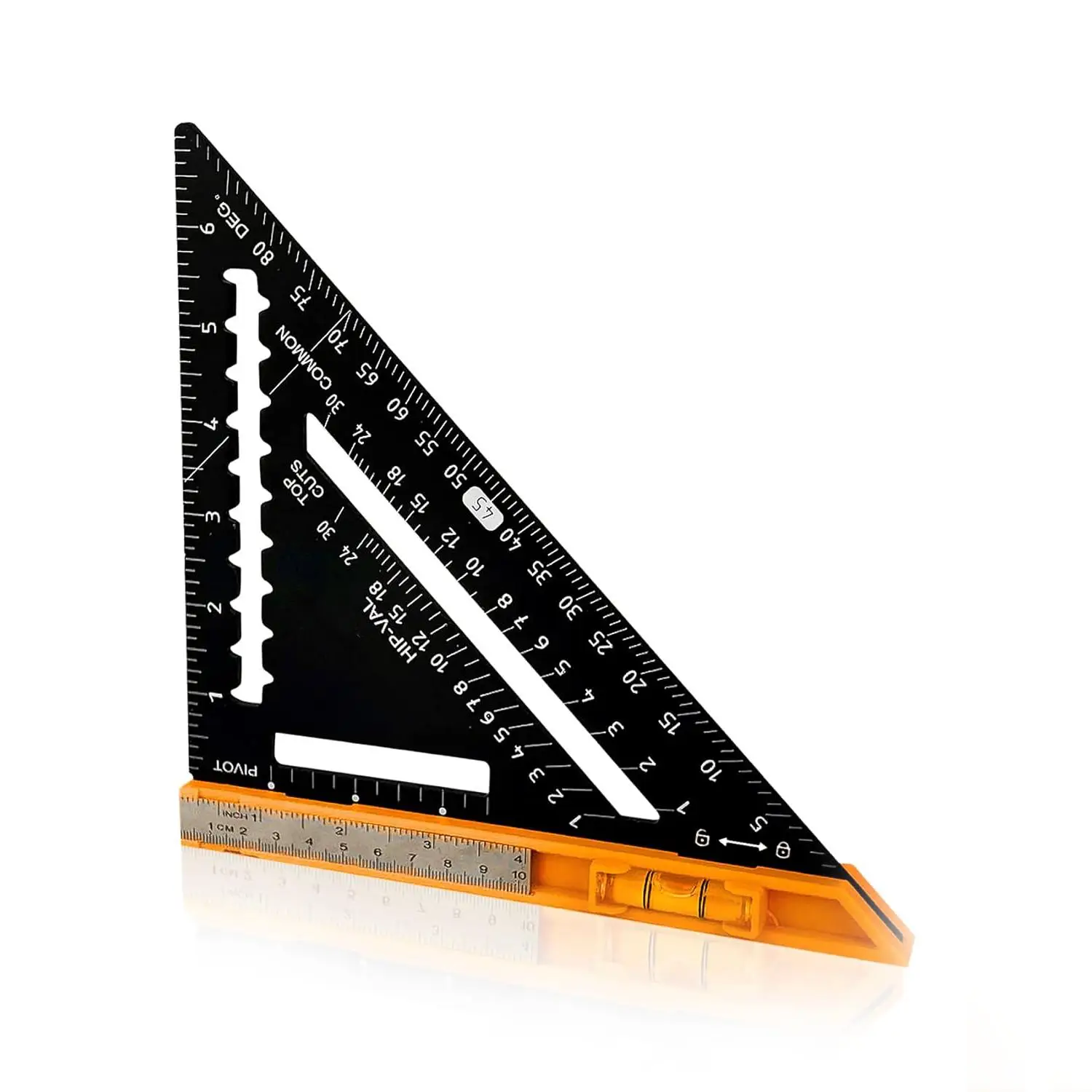 Carpenter Square, 7 Inch Level Rafter Square for Woodworking, Aluminum Triangle Tool, Adjustable Metal Ruler, Hand Measuring Tools for Tool Box