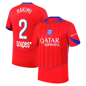 Unisex Soccer/Football PSG Team Hakimi #2 Champions League/Ligue 1 2025/26 Home/Away Replica Jersey - Navy/Red/White