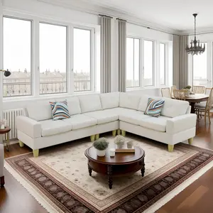 Beige Massa Flannel 4-Piece Living Room Sofa Set，Soft Flannel Skin-Friendly Couch，Modern Minimalist Aesthetic Home Furniture，Warm Cozy Design Easy Clean Wear Resistant，Perfect For Apartment Small House Living Room Decor