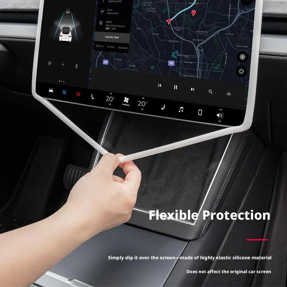 Car Silicone Screen Frame For Tesla Model Y/YL Juniper 2026 Display Edge Protector Central Control Protective Cover Accessories