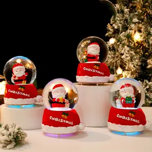 Cross-Border Santa Claus Snowman Crystal Ball Resin Ornament Glowing Snow Cartoon Christmas Gift Customizable with Your Image foldable stand Box Luminous christmas decorations halloween outdoor decor christmas tree