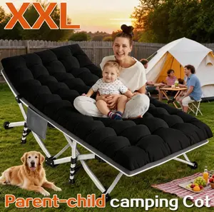 900LBS Heavy Duty XXL Camping Cot, 32" Folding Sleeping Bed for Adults with Pillow & Mattress Included, 1200D Double Layer Oxford Cot for Camping Beach Office Nap