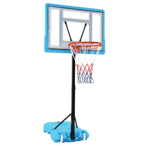 Poolside Basketball Hoop, Adjustable Height 45-53" Swimming Pool Upgraded Portable Basketball Hoop Stand with Fillable Base