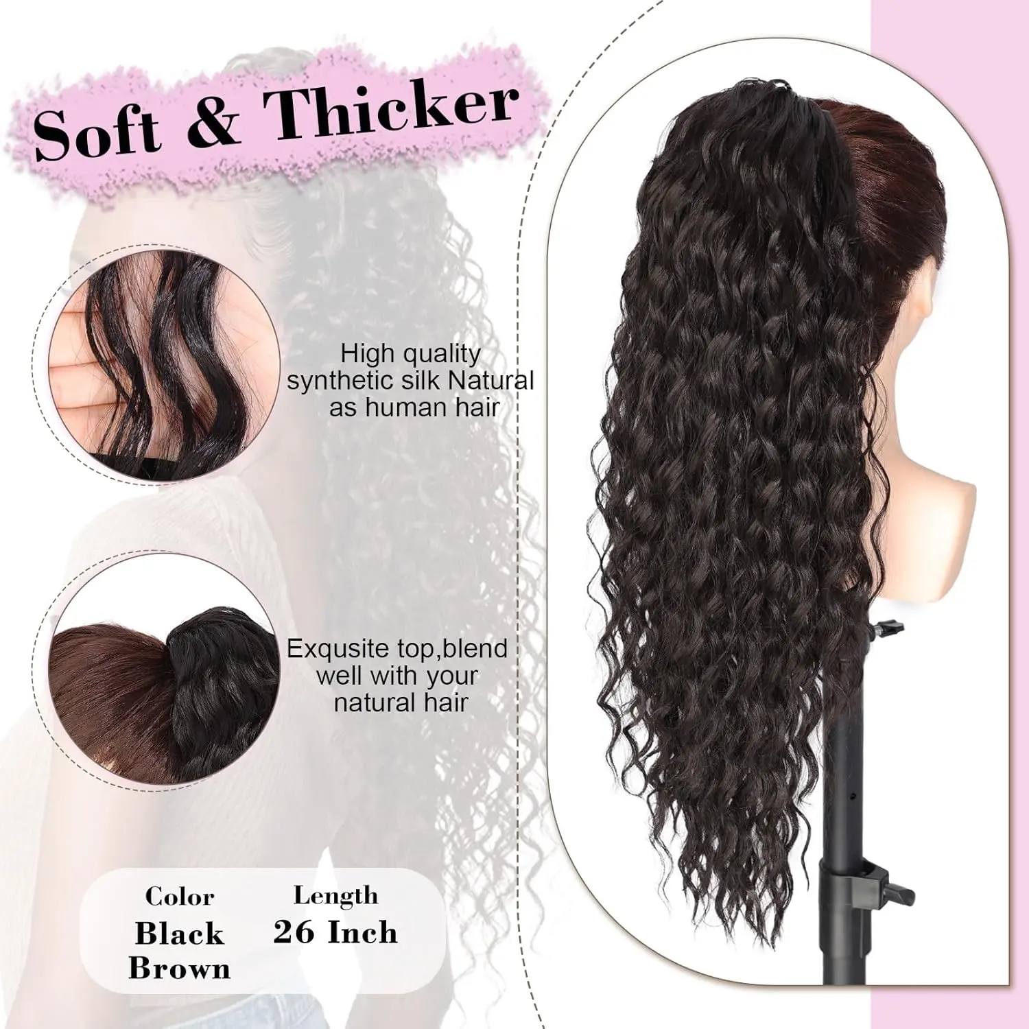Curly Ponytail Extensions Drawstring Ponytail 22-30 Inch 