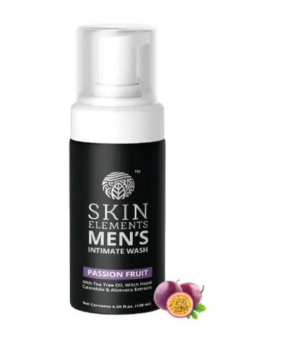 Skin Elements Intimate Wash for Men with Passion Fruit (4.05 Fl Oz) | pH Balanced Foaming Intimate Wash | Prevents Itching, Irritation & Bad Odor |