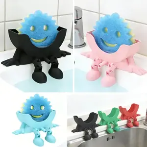 BeadBreath 3Pcs Creative Sink Sponge Holder, Cute Shape Kitchen Sink Organizer with Drainage, Anti-Fouling Cleaning Tool Storage Rack