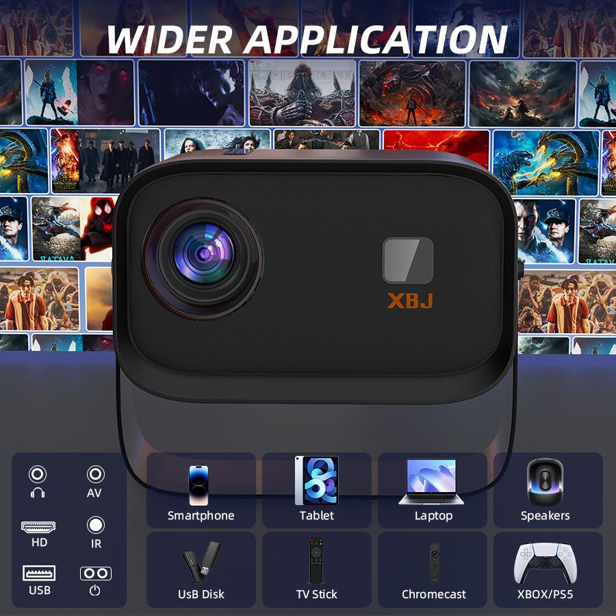 2026 upgraded black projector, Father’s Day gift, supports 4K/1280p HD Bluetooth projector with built-in speakers, portable summer outdoor mini movie projector, compatible with laptops, smartphones, smart TVs, Xbox, PS5, ideal birthday gift, USB flash dri