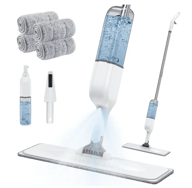 Spray Mop for Floor Cleaning with 4pcs Washable Pads, Wet Dry Microfiber Mop, Dust Mop & 500 ml Refillable Bottle for Home & Kitchen