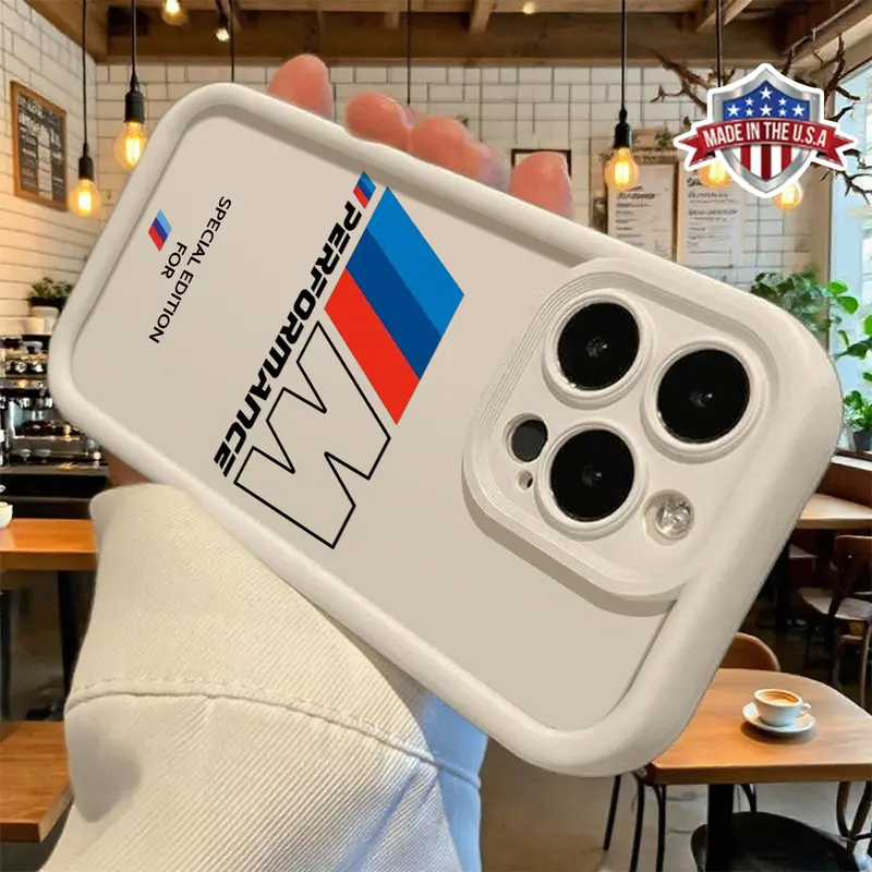 Cool Motorsport M Performance Logo Design Case for iPhone 17 16 15 14 Pro Max 13 12 11 XR XS Plus Slim Shockproof Anti Drop Protective Lightweight TPU Cover