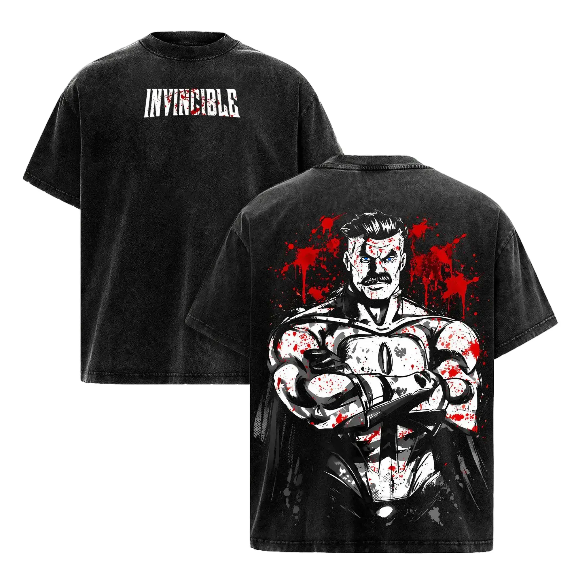 Omni Man Washed Tee – Invincible Superhero T-Shirt, Viltrumite Warrior Father Nolan Grayson Protector Turned Conqueror Ruthless Strength Moral Conflict Legacy Dark Hero Vintage Streetwear,gift shirt,funny meme tee,short sleeve,cotton graphic tees