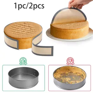1pc/2pcs Non-stick Silicone Baking Liner For Springform Pan, Reusable Heat-resistant Bread Grilling Platter, Food Safe Mat For Cookie, Macaron, Pastry, Thanksgiving & Baking Sheet，prevent Cake From Sticking Side